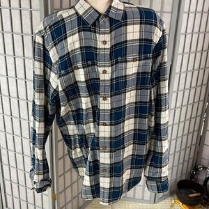American Eagle Men’s Blue Plaid Long Sleeve Button Up Shirt XL, Slim Fit